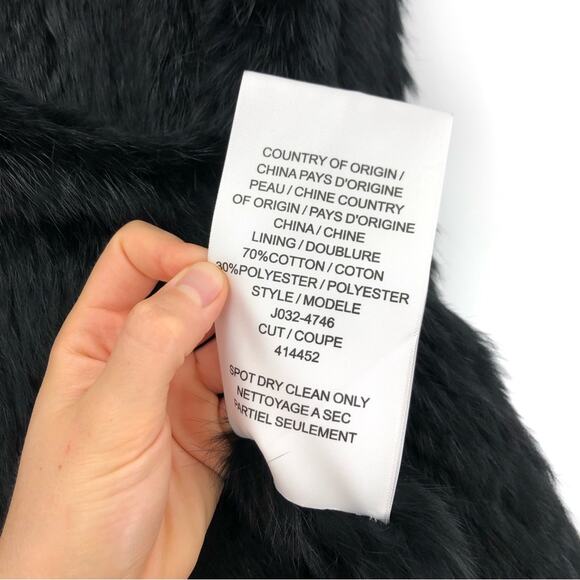 JOIE Andoni Rabbit Fur Vest Black S - Picture 7 of 9